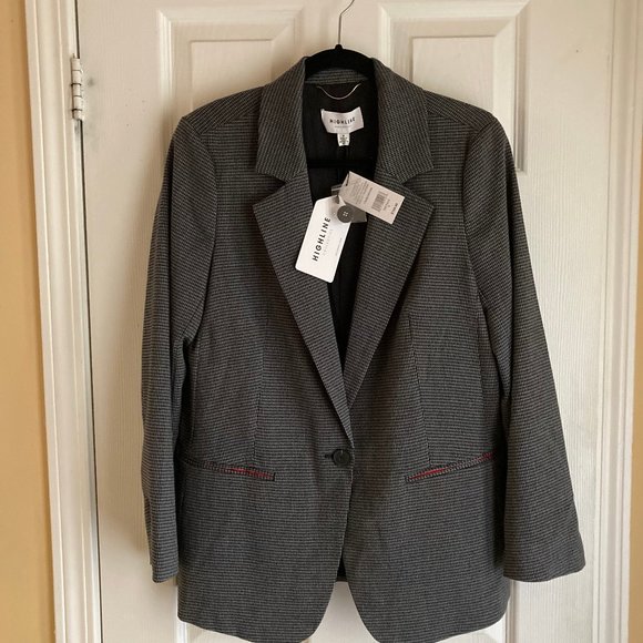 HIGHLINE Blazer NWT Size 8 Black Houndstooth(BLACK & GREY) - Picture 1 of 4